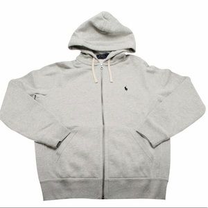 POLO RALPH LAUREN
Classic Full-Zip Light Grey Men's Hoodie (size large)